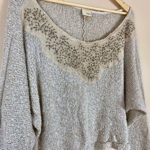 Daytrip Dolman Beaded Crop Sweater sz M